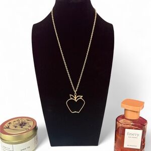 Vintage Gold Apple Outline Pendant Necklace - Women Jewelry Sarah Coventry